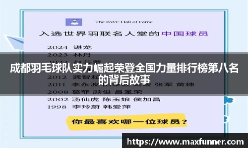 成都羽毛球队实力崛起荣登全国力量排行榜第八名的背后故事